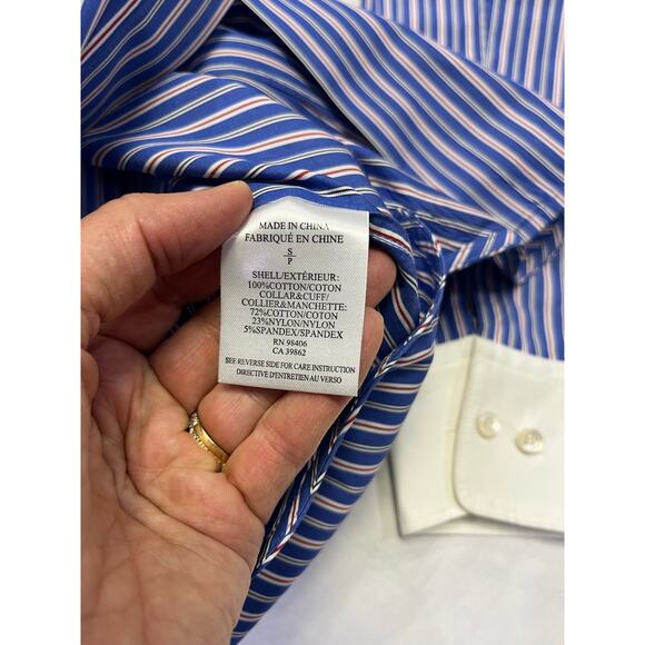 Theory Women’s Striped Button Up Shirt, Blue/Red Size Small, Workwear, Business - Picture 7 of 10